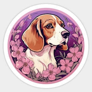 Floral Blush Beagle Sticker